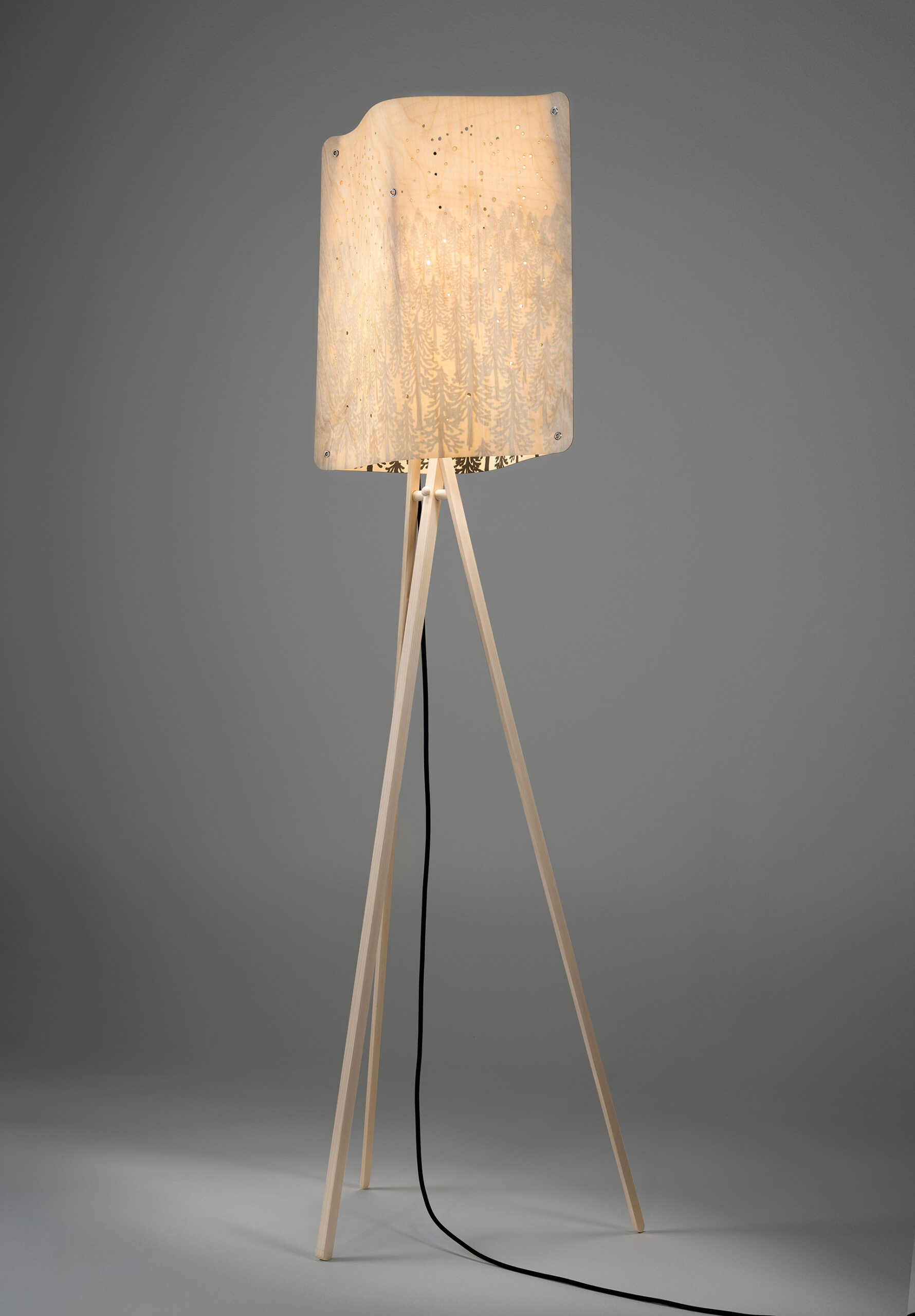 Birch floor light with forest illustration