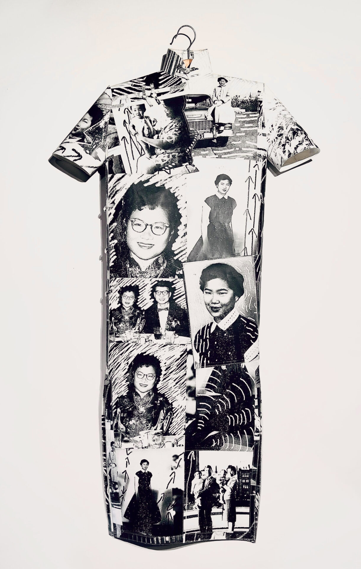 A Cheongsam made out of family photos.