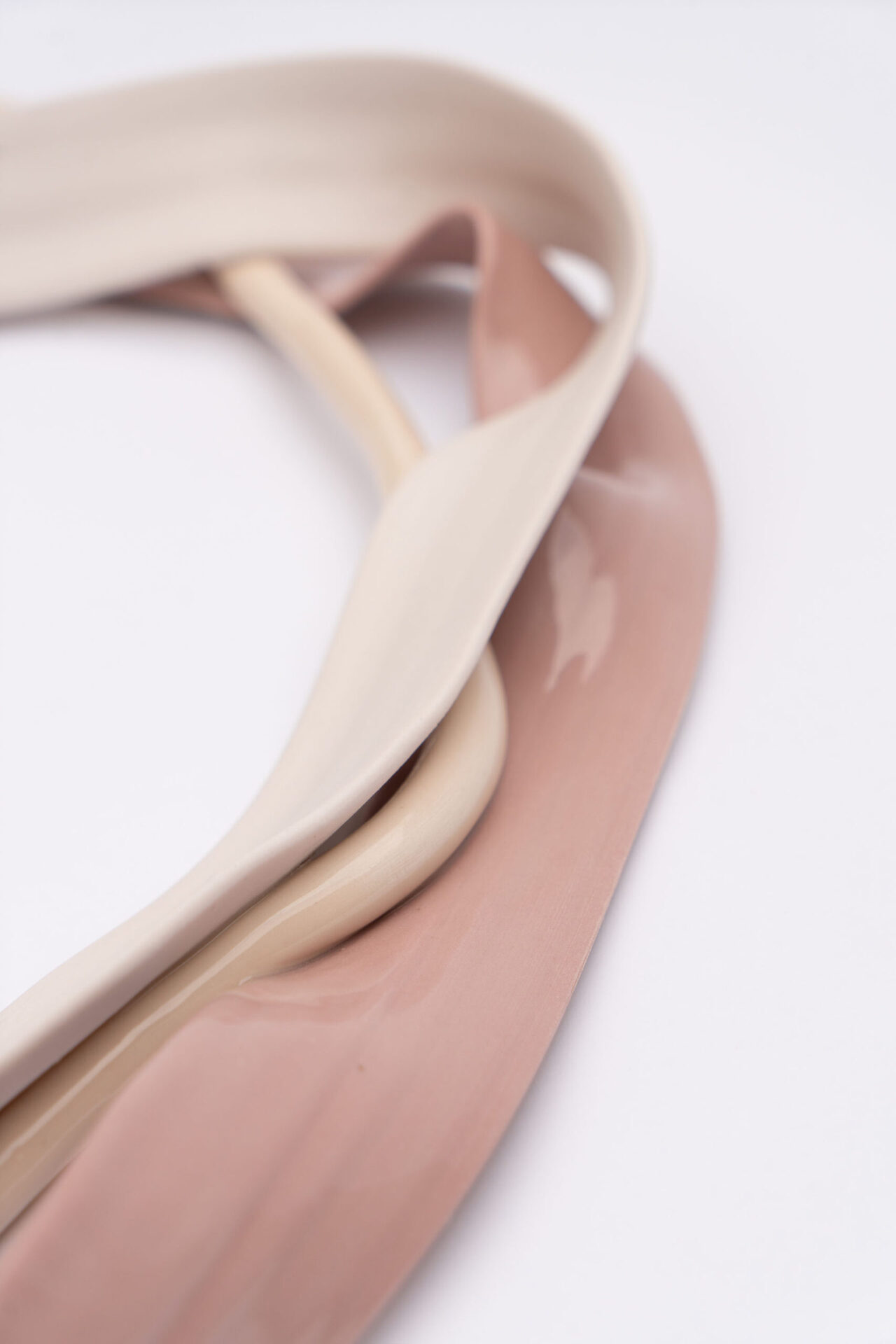 Detail of Porcelain ribbon wall sculpture