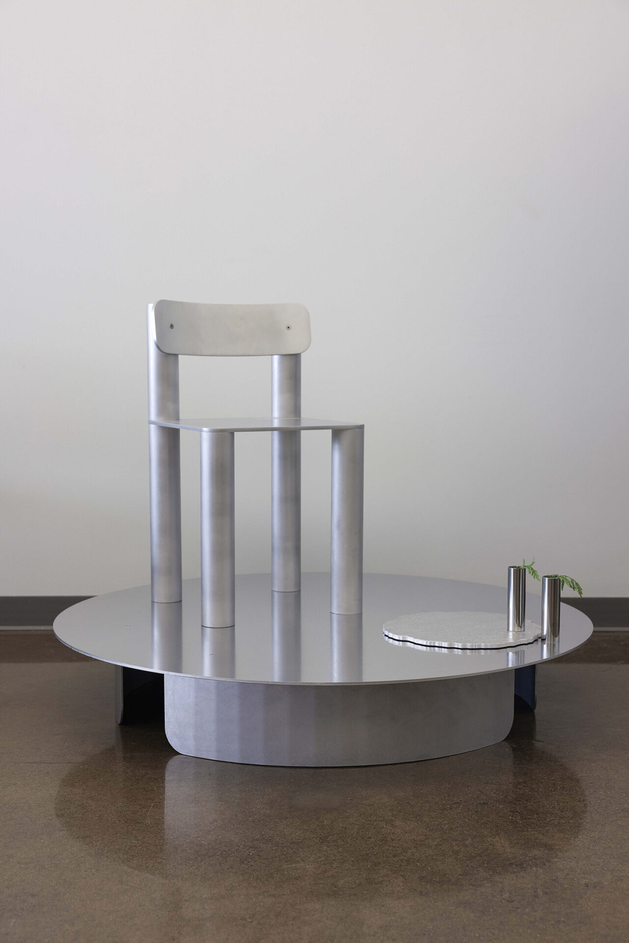 A chair and accessories on a coffee table