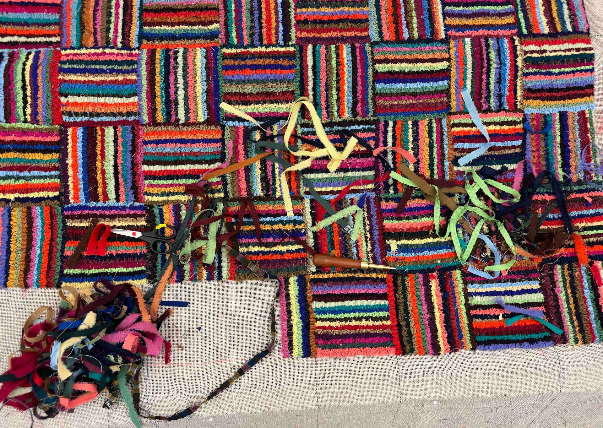 Close up image of rug hooking