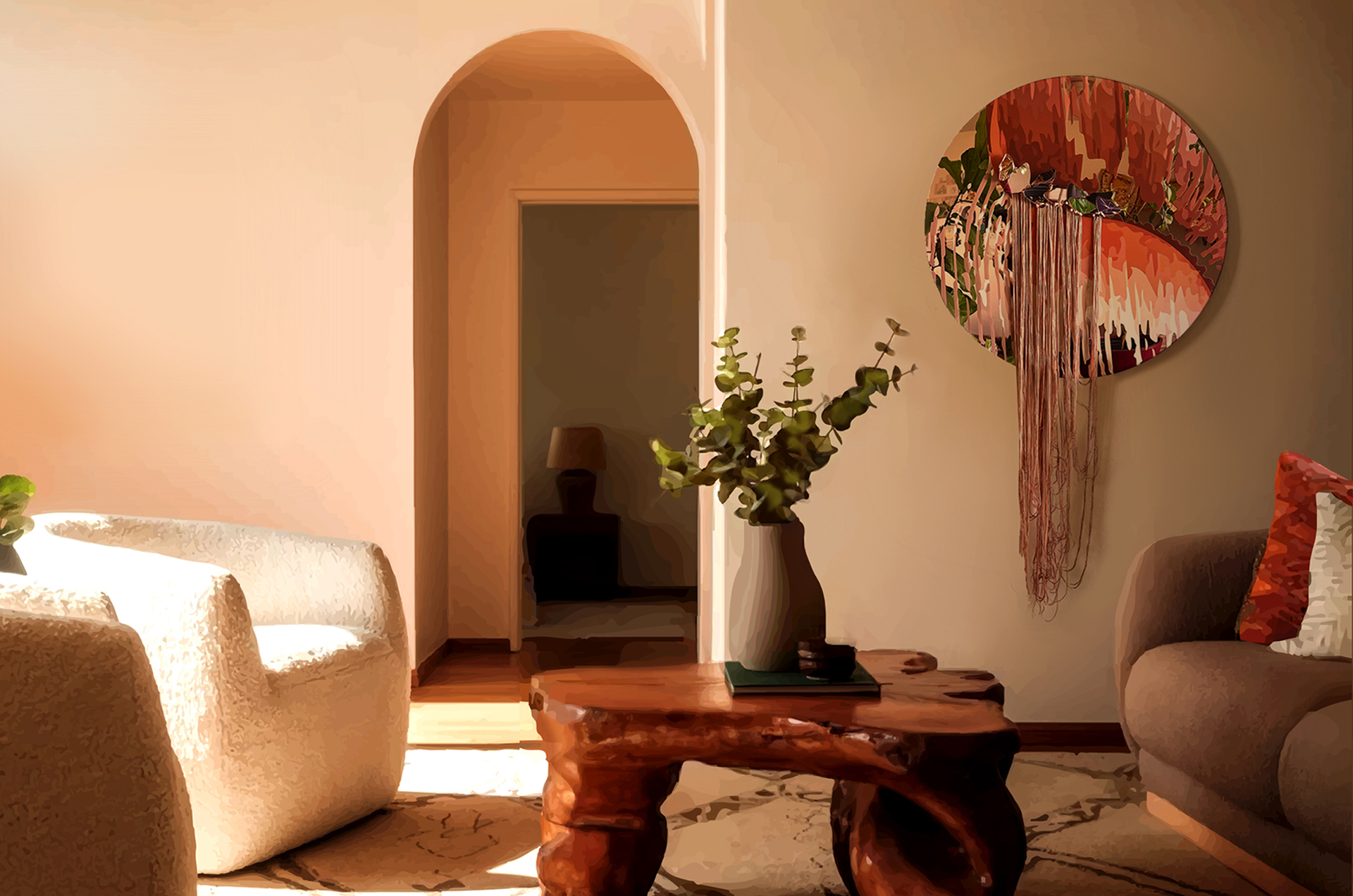 Moth To A Flame • Original artwork featured in a room illustration inspired by the interior design of David Lucido.