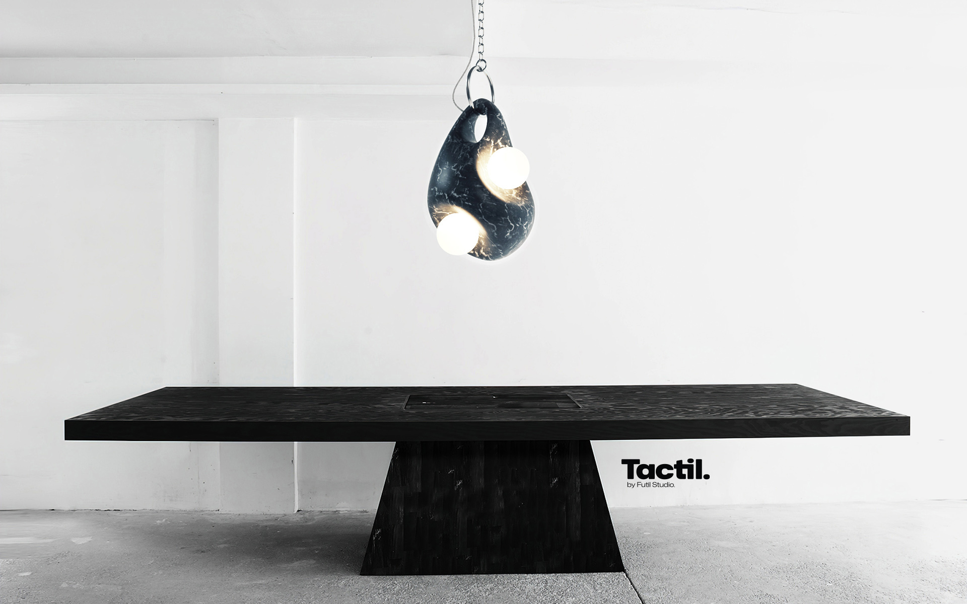Punchbag hanging lamp. A bold sculptural pendant with organic forms that command attention. This striking piece creates dramatic lighting effects in any space.