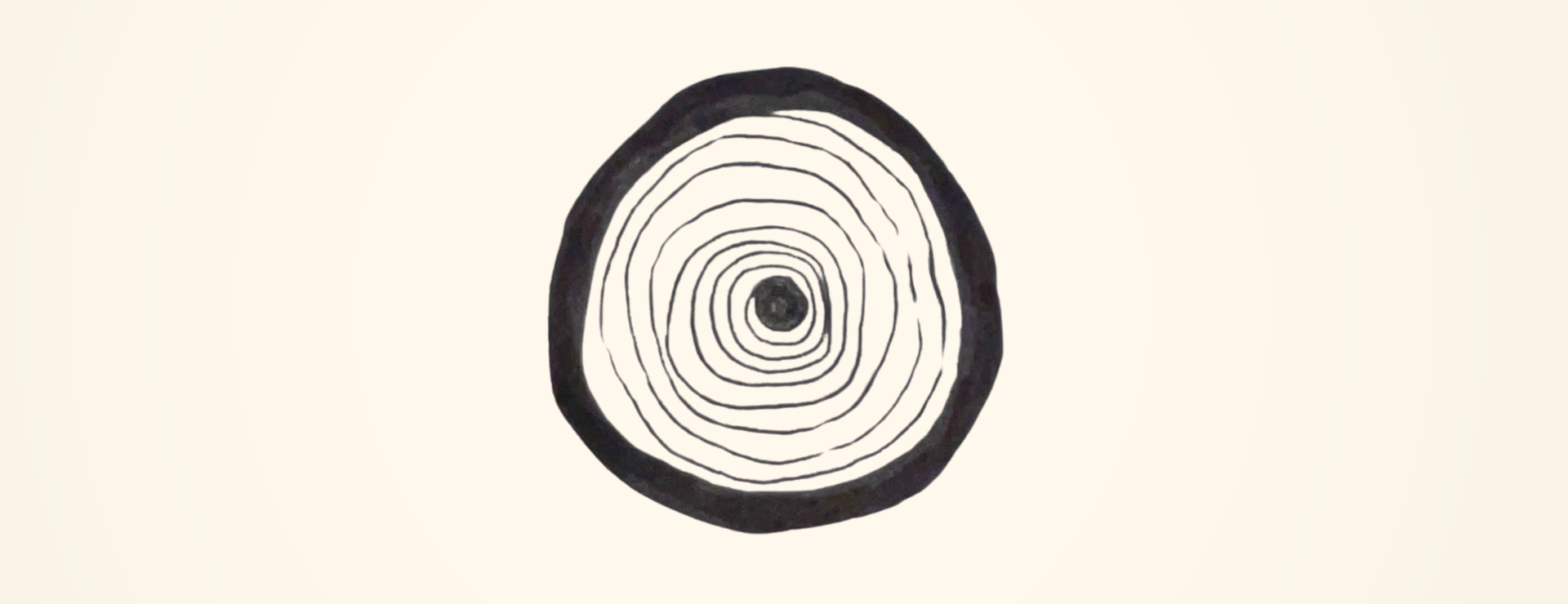 A diagram of a spiral with a solid black core and black border