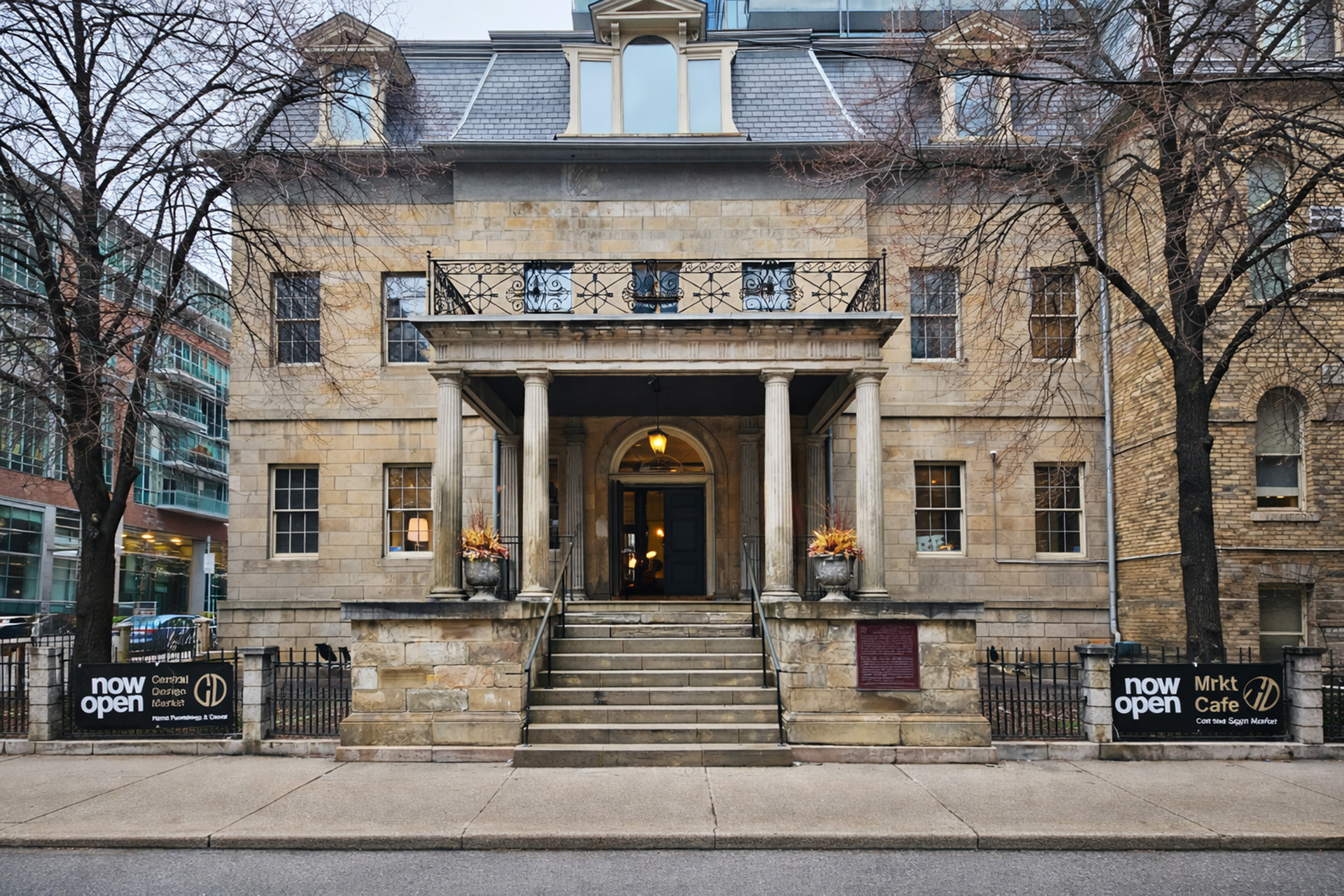 The exterior of Central Design Market’s historic building. 