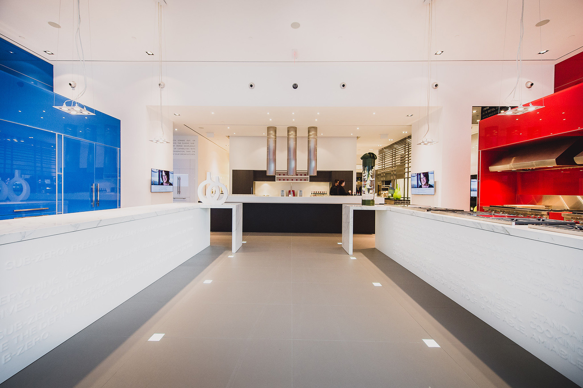 The interior of the Sub-Zero, Wolf, and Cove Showroom, and the appliances on show.