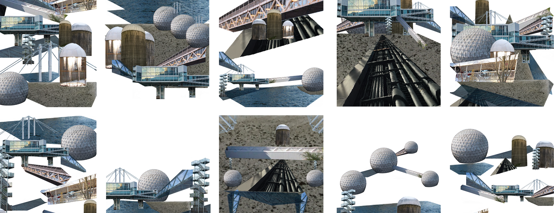 A series of collages constructed to depict familiar and unfamiliar memories of Ontario Place
