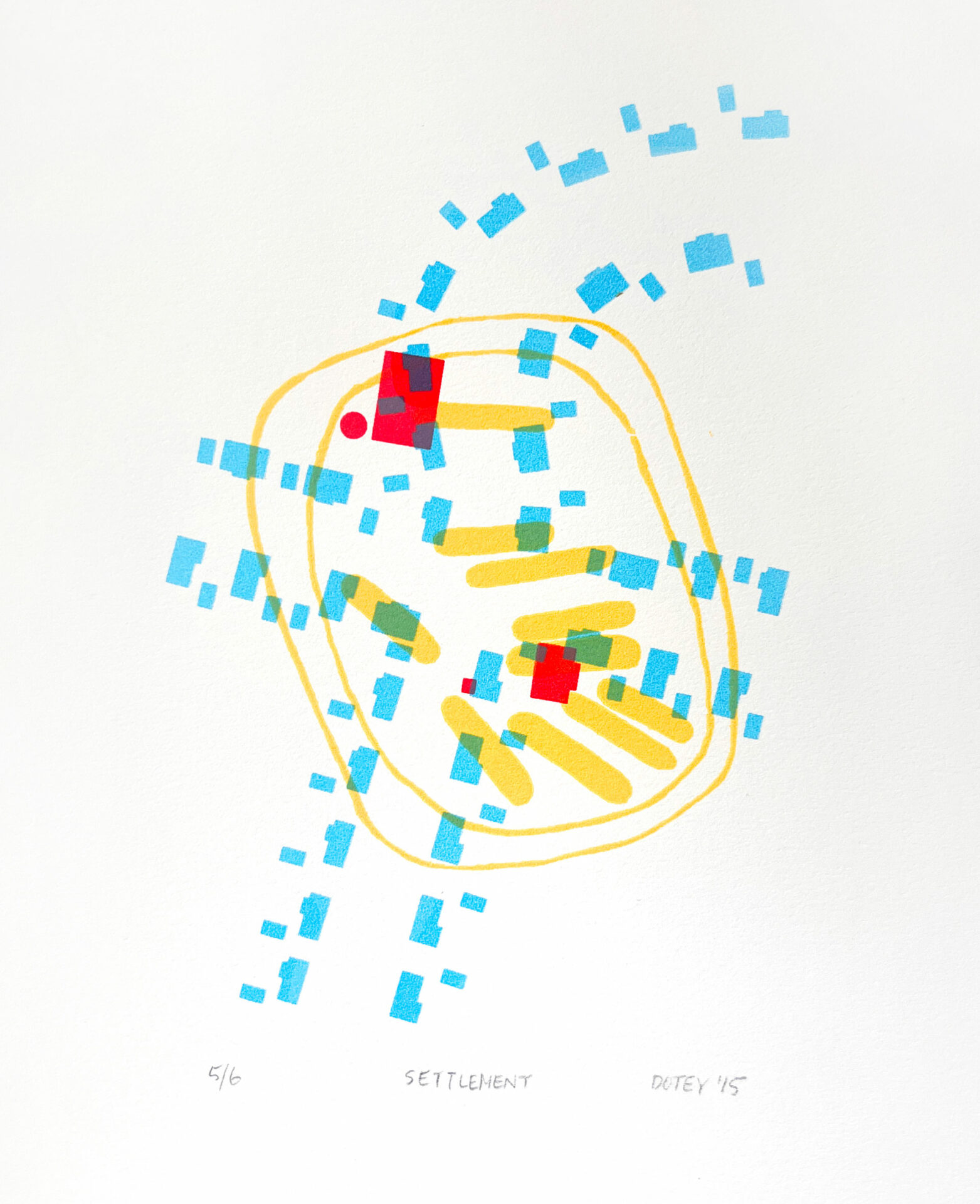 screenprint depicting layers of human occupation